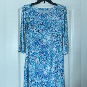 Lilly Pulitzer Blue and White Long Sleeve Dress